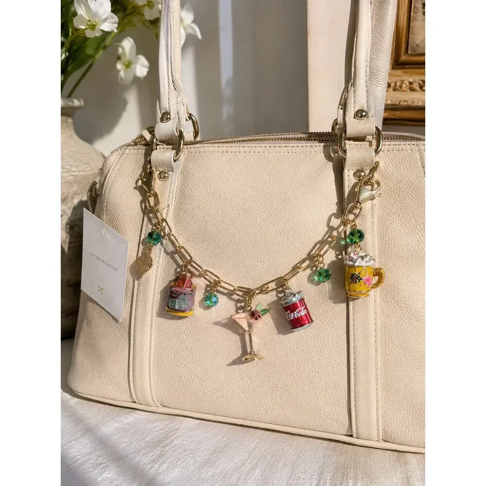 Anthropologie Bag Charm Chain Coca Cola Martini Coffee Mug‎ Purse  NWT Gold Tone